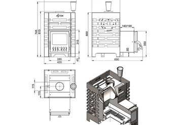 Печь для бани ASTON 12 INOX (ИНОКС) стекло 3