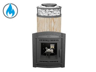 Печь банная «Атмосфера XL» Окаменевшее дерево ламель+сетка с газовой горелкой