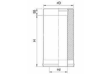 Сэндвич 0,5 м (430/0,8 мм + нерж / эмаль /600° черная) Ф115х200 BLACKSIDE 2