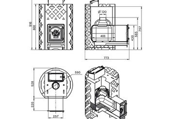 Чугунная печь для бани ЭТНА 18 (ДТ-4) Закрытая каменка 3